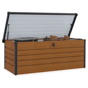 Coffre de jardin métal effet bois 600L