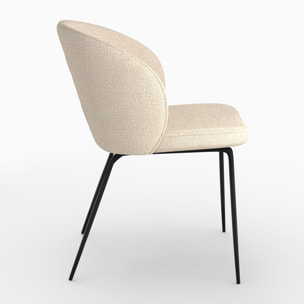 Chaise en tissu bouclé beige et pieds en métal - Groom