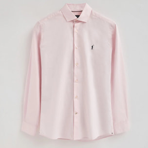 Camisa rosa de poplin y corte slim con logo Rigby Go