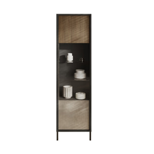 Jules - vitrine - 1 porte - 55x203 cm - Gris / Bois