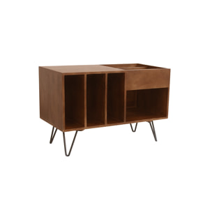 Buffet de rangement vinyles en bois manguier massif teinté et métal L90 cm BOOGIE