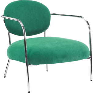 Fauteuil en velours côtelé et piètement chromé - LEON