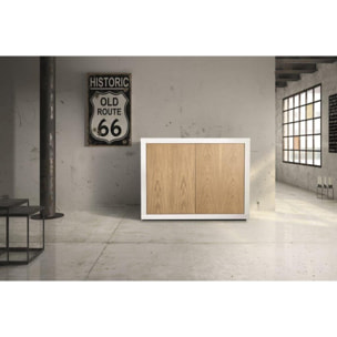 Credenza PANAREA in legno colore bianco e naturale 110x45 cm H 85 cm