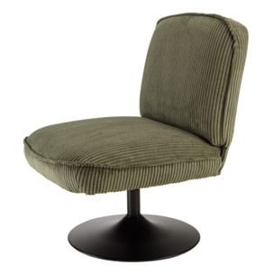 AGATHE - Fauteuil pivotant en tissu velours côtelé vert