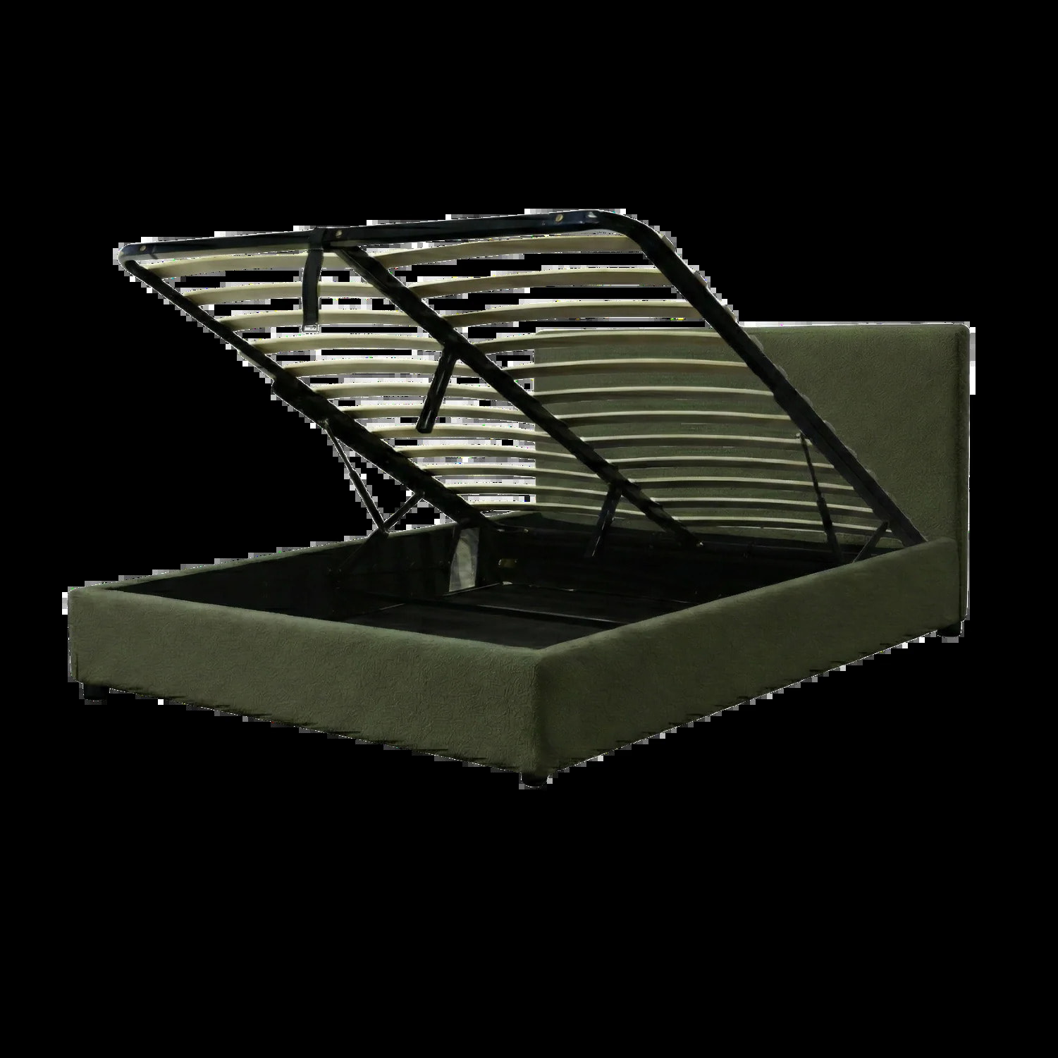 Lit coffre Colisée avec tête de lit | Robuste et confortable | Montage simple rapide | Bouclette | Vert