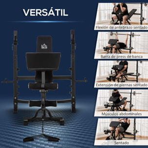 Banco de Musculación Inclinable Soporte de Barras Ajustable 187x140x117-136 cm