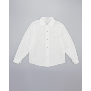 Camisa de popelín blanco manga larga. Con cuello italiano.