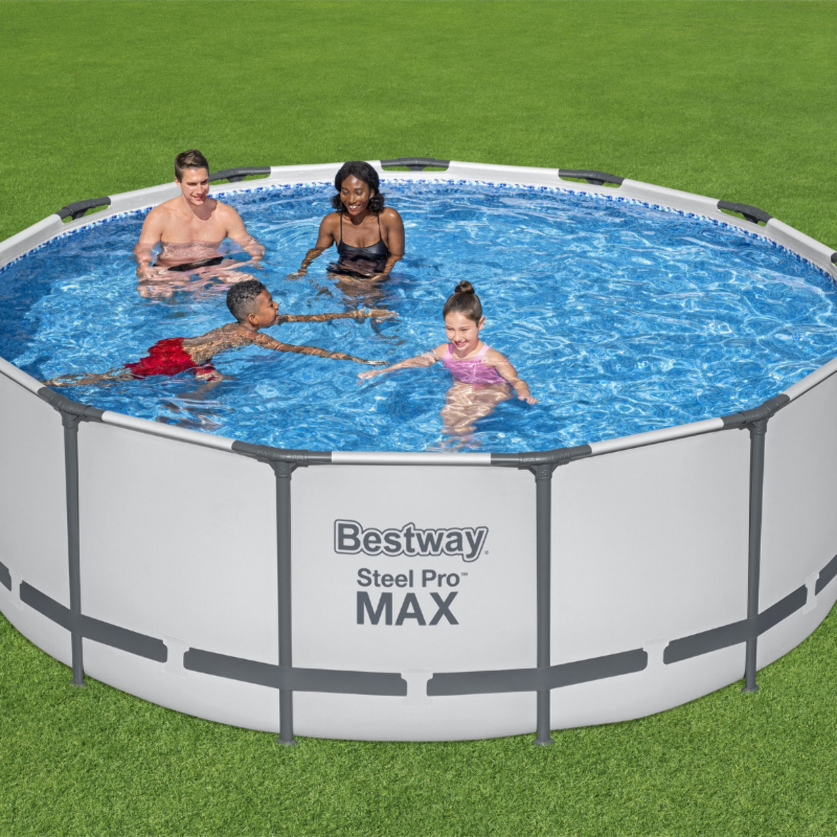 Bestway Piscine hors sol tubulaire ronde Bestway Steel Pro Max 396 x 122 cm gris clair