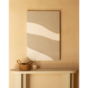 Cuadro beige y blanco decorativo sobre algodón con bastidor de madera pintado artesanalmente con pintura óleo de varias medidas