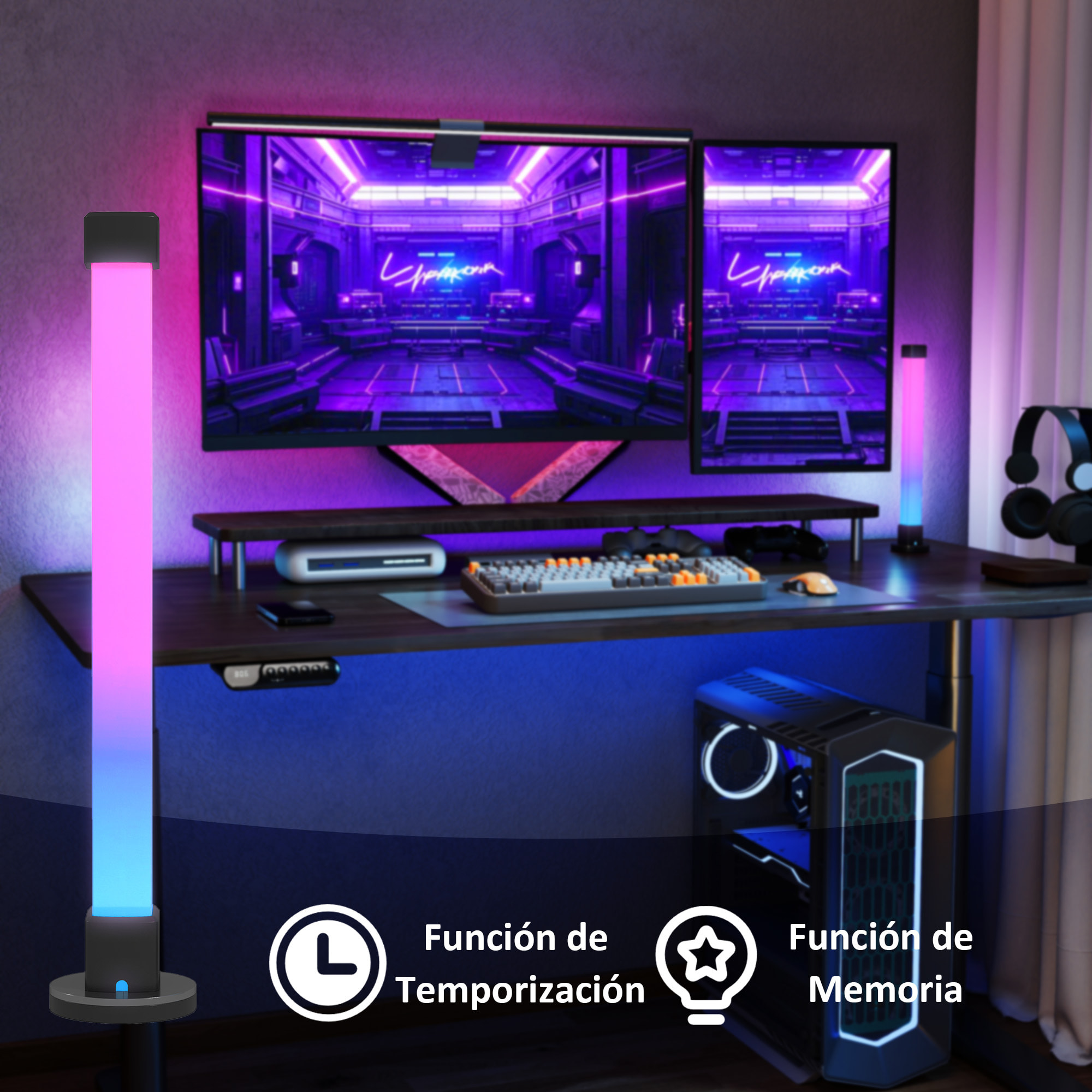 Conjunto de Lámparas de Mesa Inteligente Lámparas de Mesa LED con Control Remoto App Bluetooth Sincronización con Música y Temporizador para Salón Sala de Juegos Dormitorio Blanco