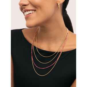 Collar Cleopatra Pink Acero Baño Oro