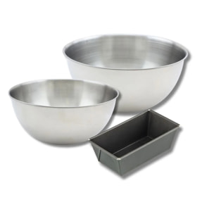 Set pâtisserie avec mini moule à cake 16 cm, 2 bols à mixer et 1 spatule Zenker