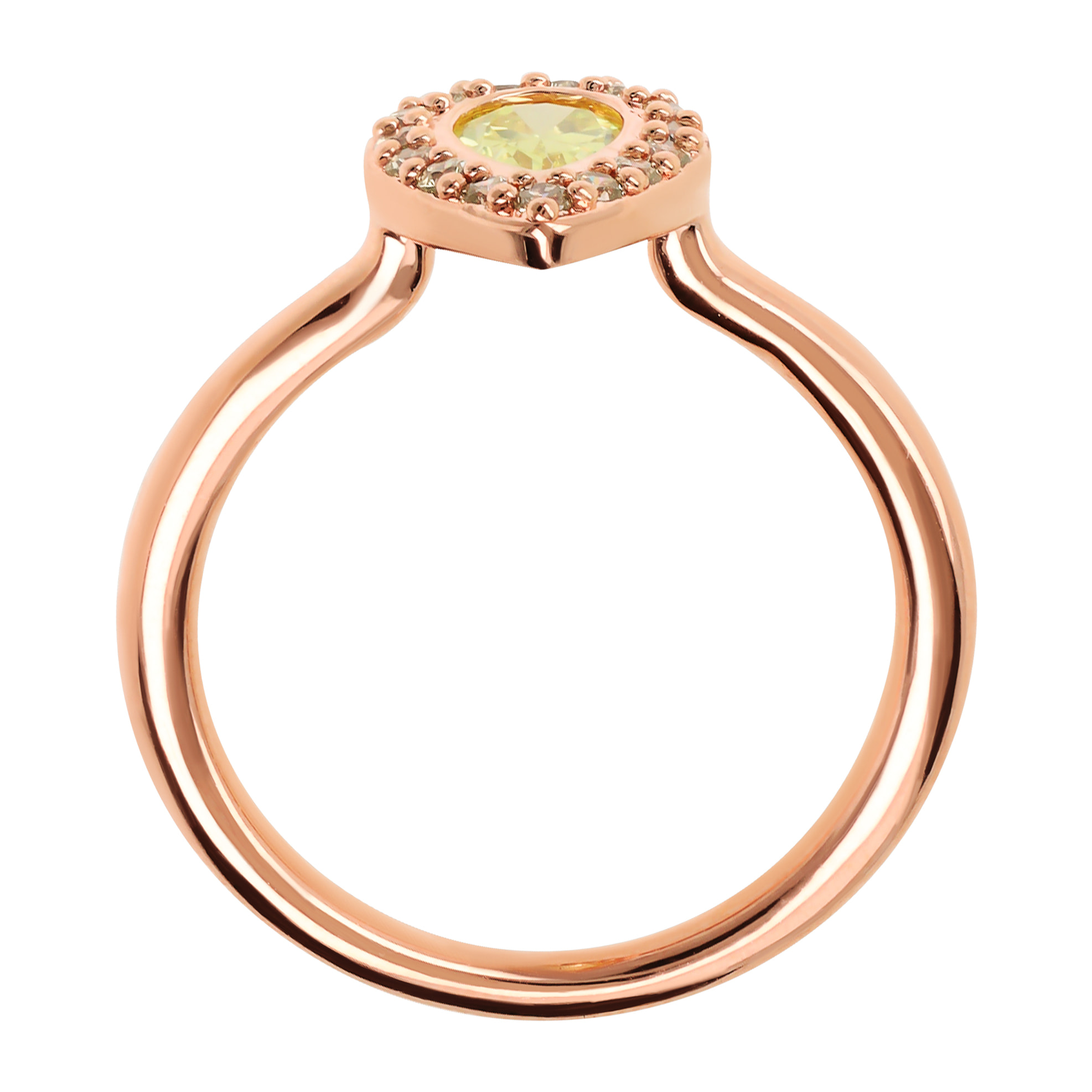 Anello Solitario con Goccia in Cubic Zirconia Gialla
