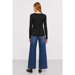 Kocca - T-shirt da donna girocollo elasticizzata a maniche lunghe Donna