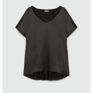 Fiorella Rubino - Camiseta de raso y punto - Negro