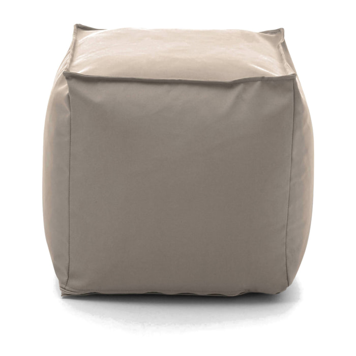 Pouf Aron, Pouf multifunzione, Poltroncina relax in tessuto imbottito, 100% Made in Italy, 45x45h45 cm, Beige