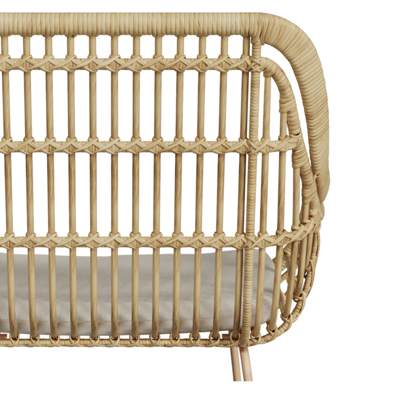 Chaise en rotin, coussin en tissu et pieds en métal beige - Chiloe