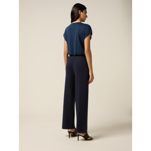 Oltre - Pantalones de punto con bolsillos laterales - Azul