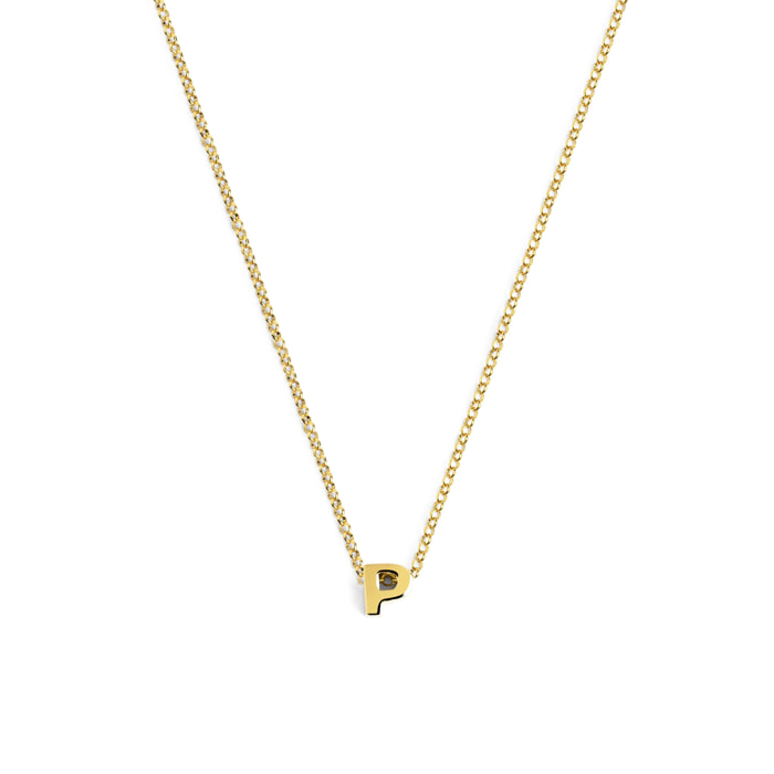 Collar Personalizado Single Letter Plata Baño Oro