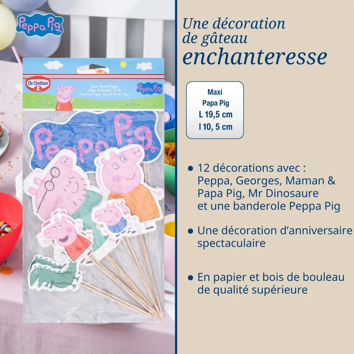 12 décorations de gâteau d’anniversaire Dr. Oetker Peppa Pig