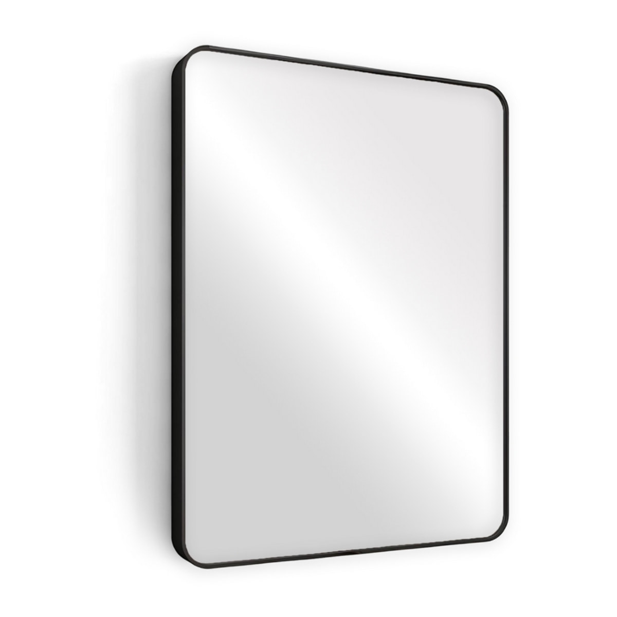 Specchio da parete 70x50 cm con telaio nero e angoli arrotondati - Lay