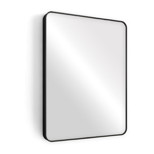 Specchio da parete 70x50 cm con telaio nero e angoli arrotondati - Lay