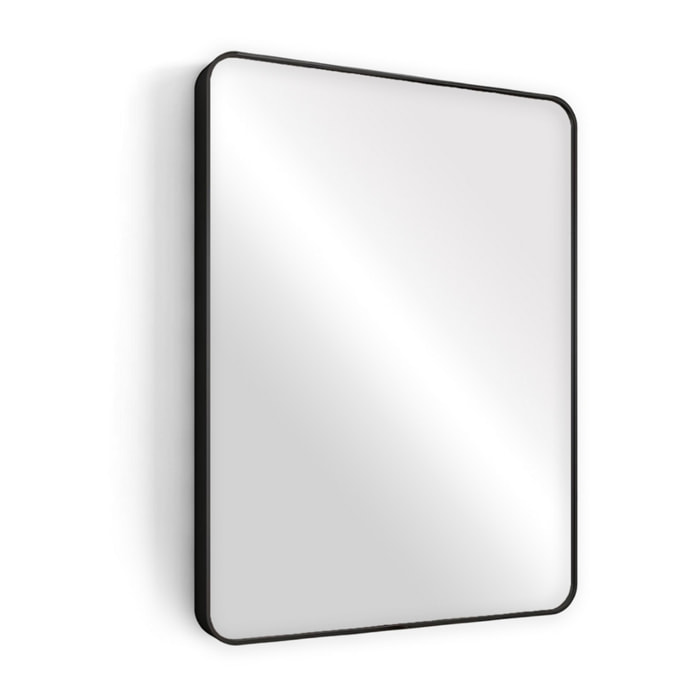 Specchio da parete 70x50 cm con telaio nero e angoli arrotondati - Lay