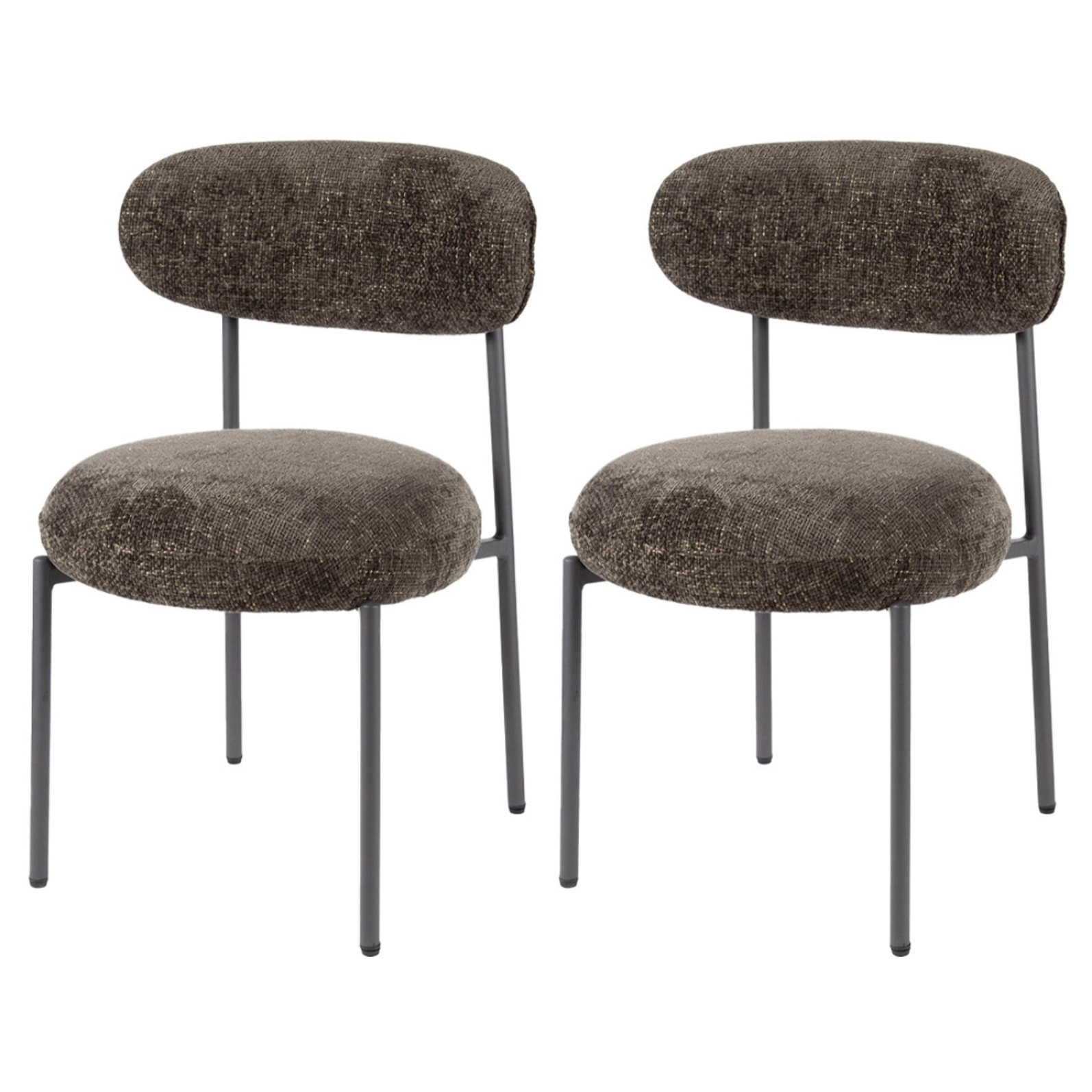 Adelia - lot de 2 chaises - pieds en métal - en tissu texturé - Marron