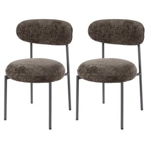 Adelia - lot de 2 chaises - pieds en métal - en tissu texturé - Marron