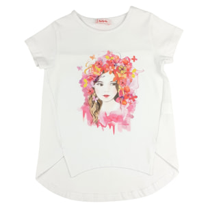 TSHIRT JERSEY BIANCO STAMPA NINFA