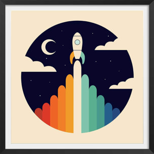 Affiche enfant astro up Affiche + cadre en bois - Noir