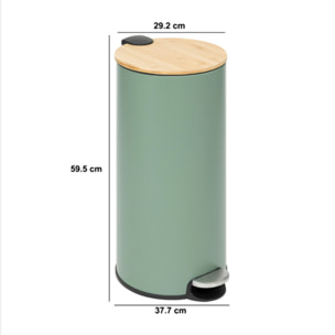 Poubelle couvercle bambou 30L "Modern color" vert
