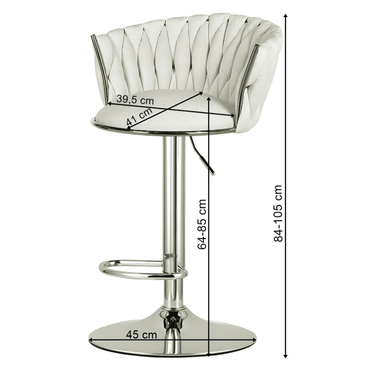 Sgabello da bar Mig in velluto beige e metallo dorato