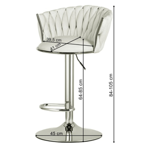 Sgabello da bar Mig in velluto beige e metallo dorato