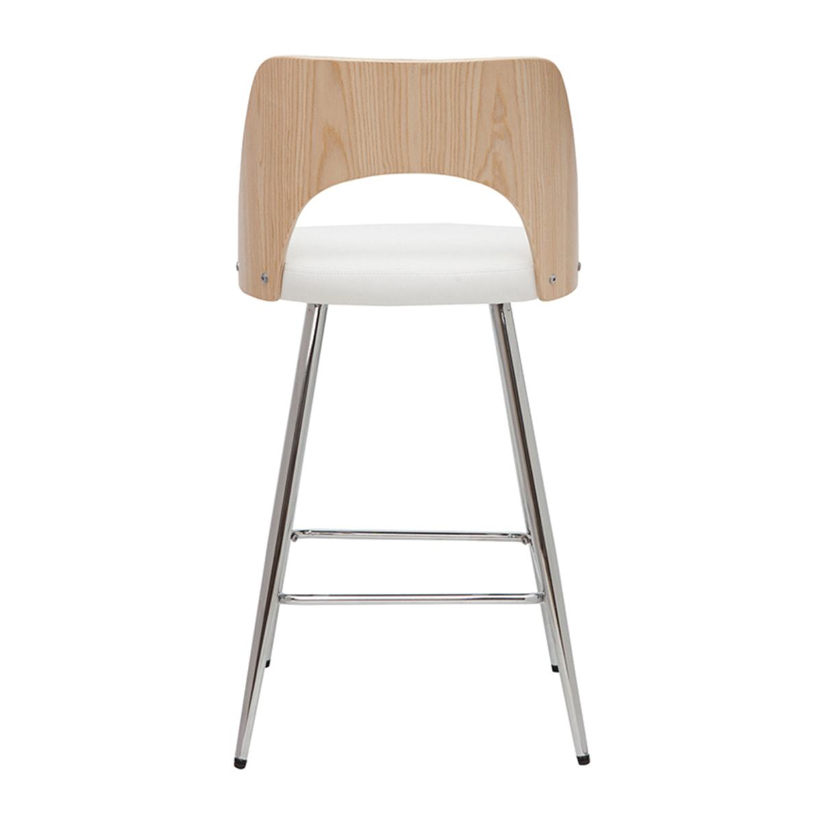 Tabourets de bar design bois et blanc H66.5 (lot de 2) FALCOM