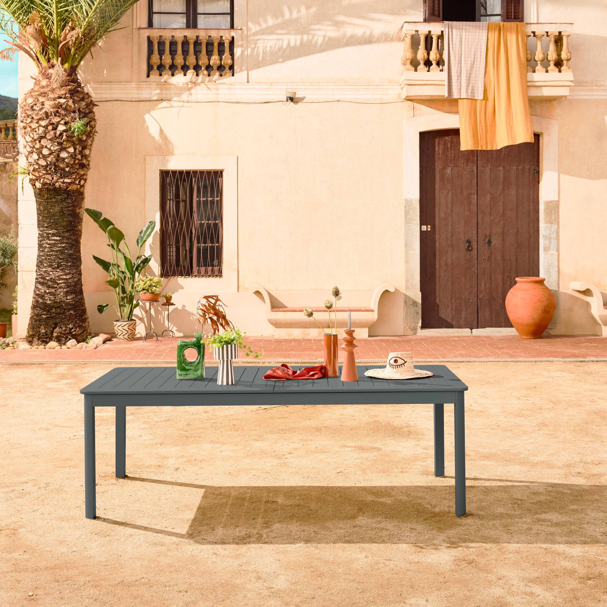 Table de jardin anthracite SEATTLE extensible aluminium. 10 places. 227 / 290 x 100 x 75 cm