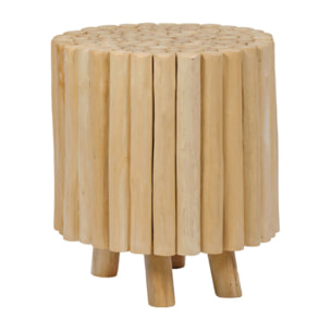 Tabouret 40 cm de diamètre en assemblage de bois de teck - CLOCHETTE