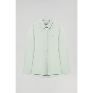 Camisa oxford verde claro con logo bordado