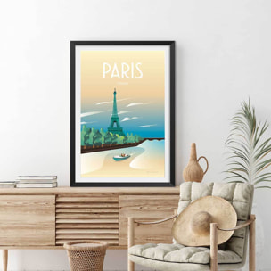 Affiche ville voyage à Paris Affiche sous cadre noir
