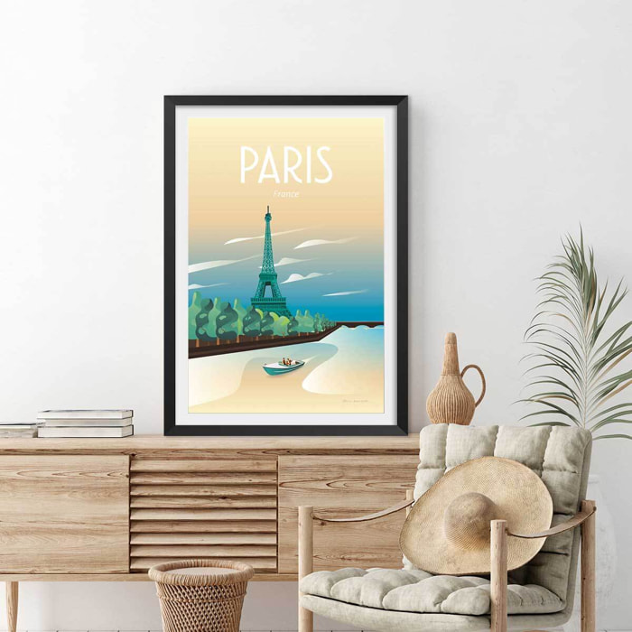 Affiche ville voyage à Paris Affiche sous cadre noir