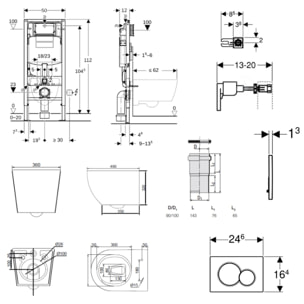 Duofix pack WC bâti-support + WC suspendu sans bride Ceramia PixL avec abattant SoftClose + plaque (GEDCEPXBMT07-FR)