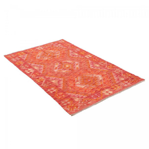 Tapis kilim, motif géométrique artisanal, tissé plat, LENE
