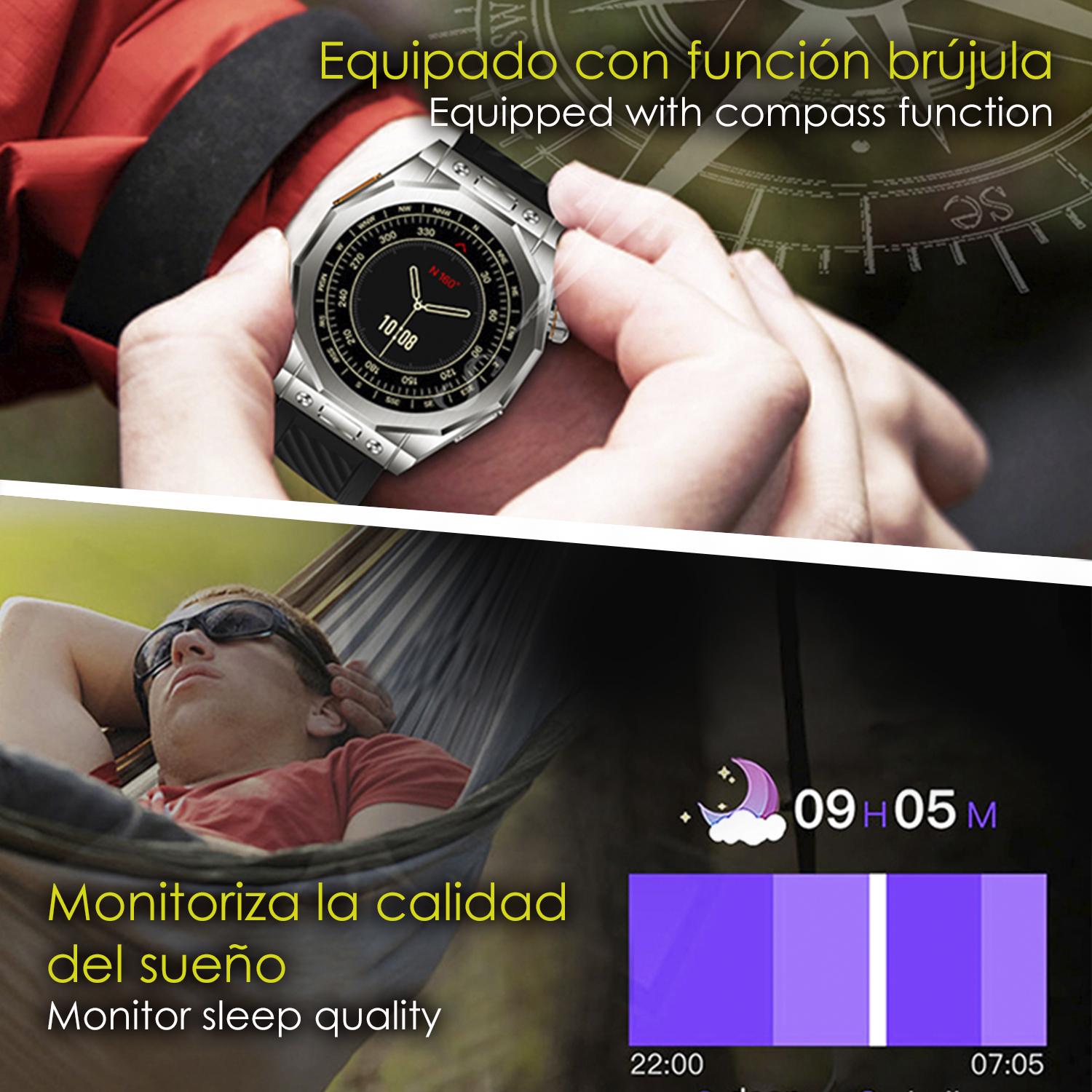 DAM Smartwatch Z83 Max triple pulsera. Pantalla AMOLED, split screen, llamadas BT. Temperatura, tensión, etc. Modos deportivos. 4,4x1,27x5,5 Cm. Color: Negro