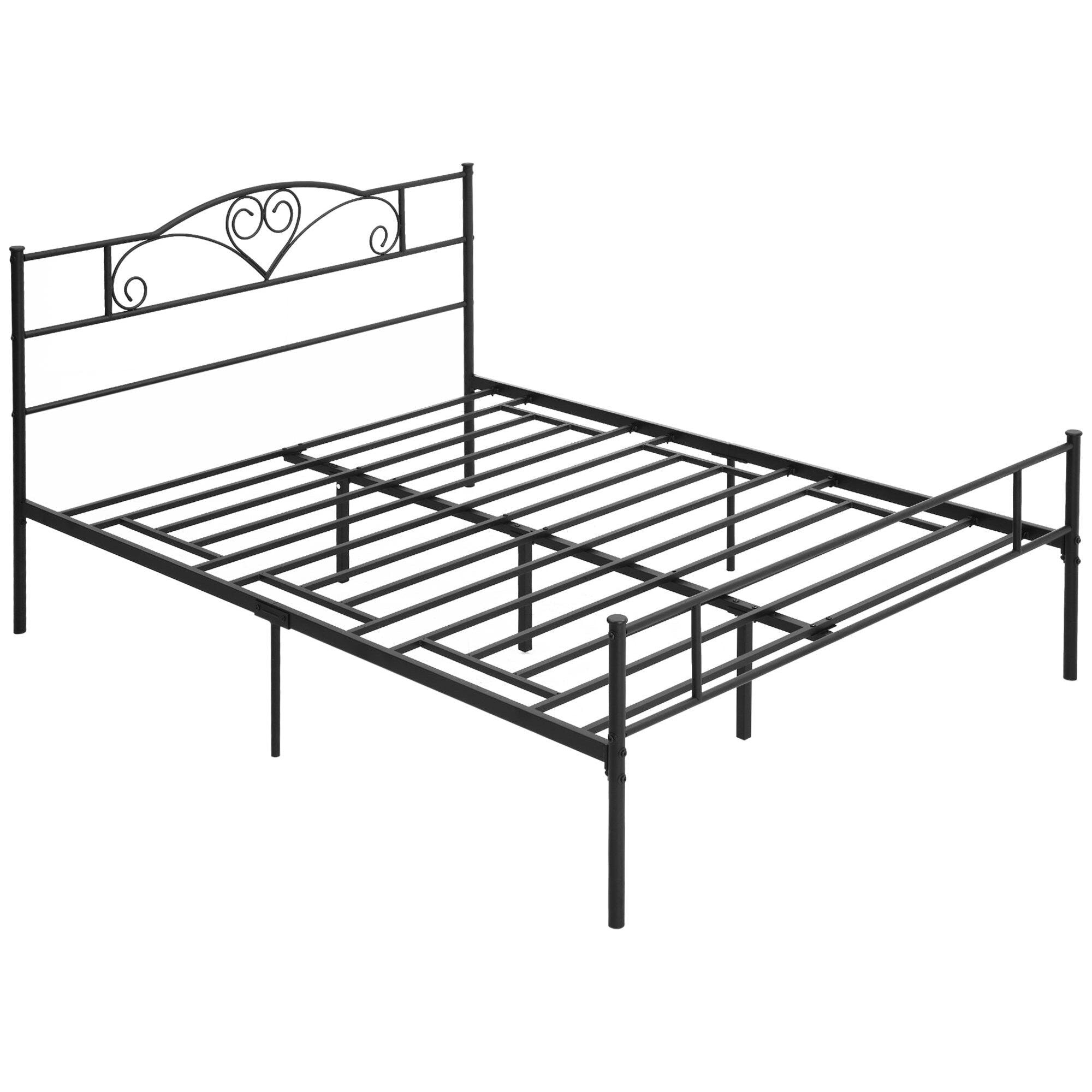 HOMCOM Marco de Cama Doble de Metal para Colchón 150x200 cm con Cabecera y Patas de 31 cm Estructura de Cama Matrimonio con Espacio Bajo de Almacenamiento 158x211x106 cm Negro