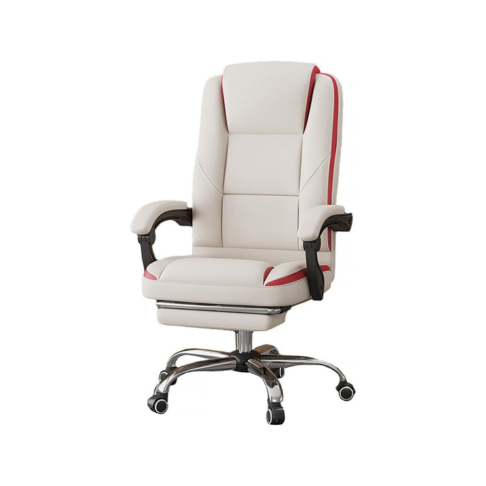 Fauteuil de bureau en simili avec repose pieds "Maissa" - Beige