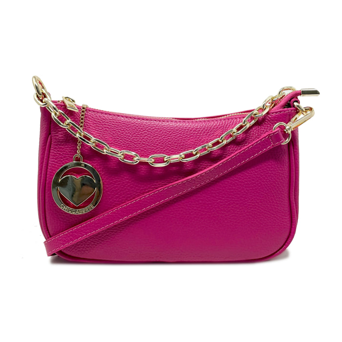 Chicca Borse - Tracollina Clutch Donna in Vera Pelle - Colore Fucsia