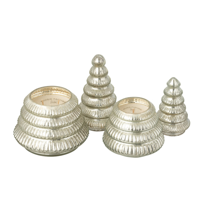 J-Line bougie parfumée Arbre Cotelé - verre - argent - large