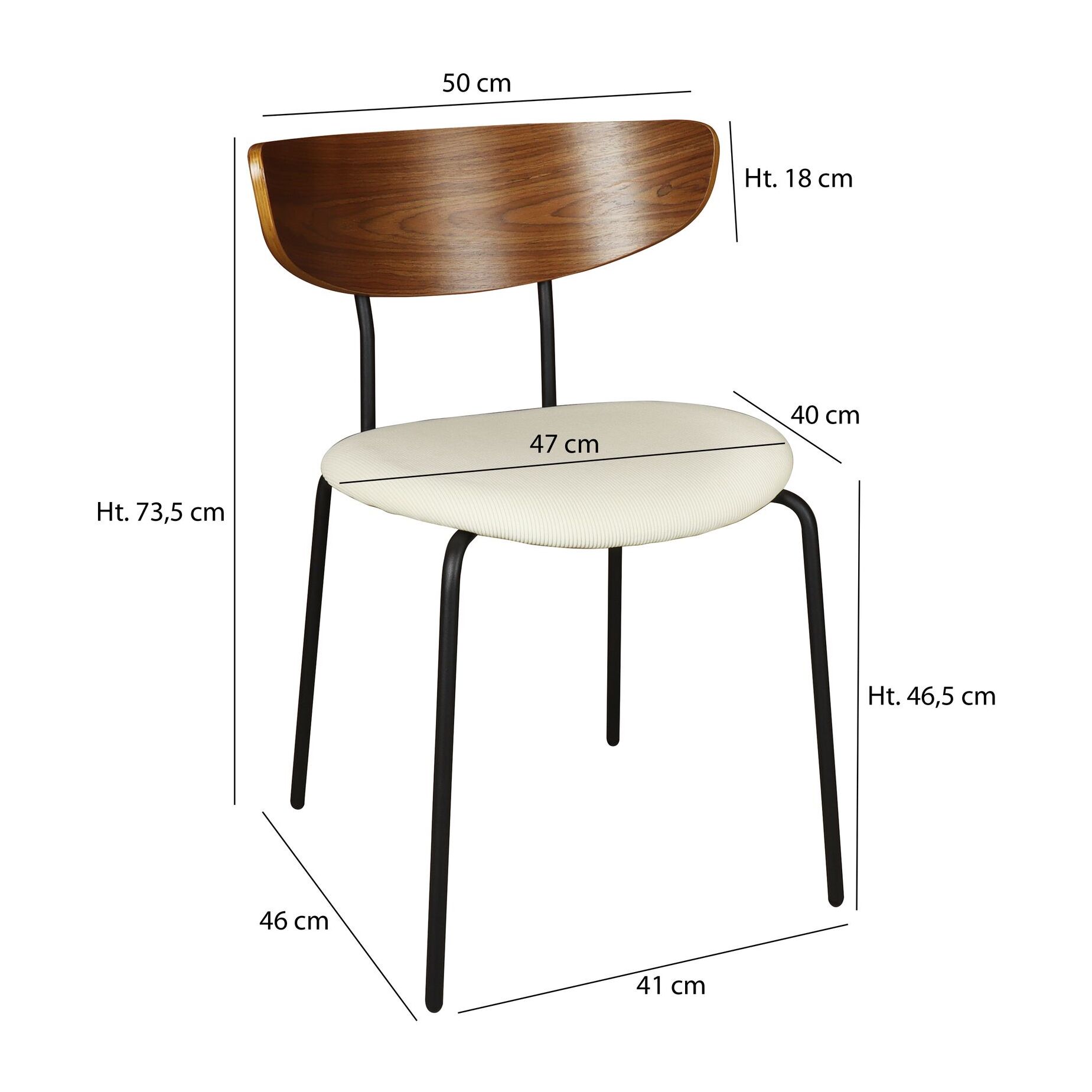 Lot de 2 chaises en bois et velours écru RIVA