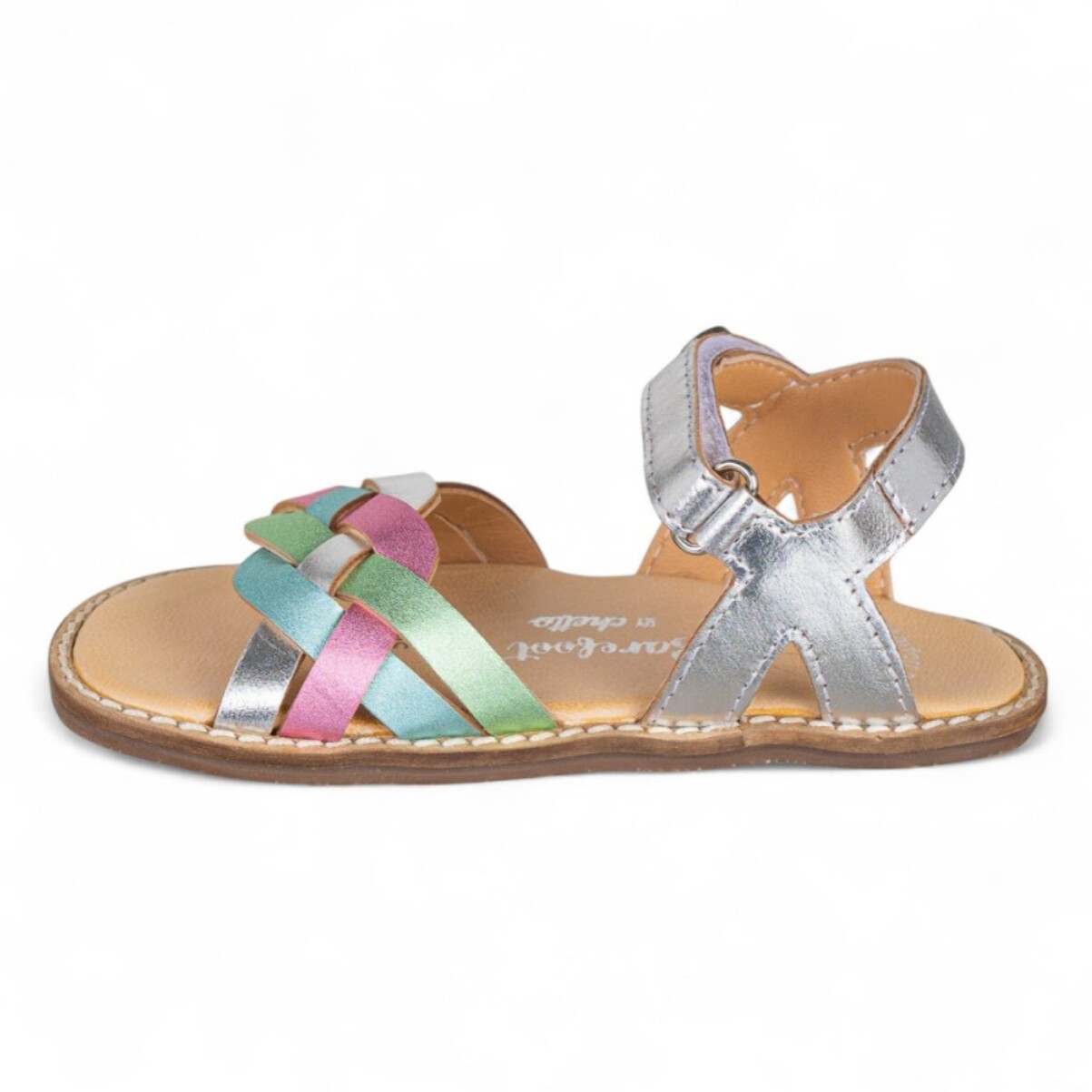 SANDALIA BAREFOOT PIEL CHETTO TRENZADA PLATA