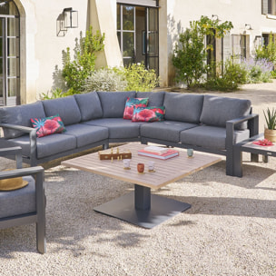 Table de jardin relevable carrée "Salimia" graphite & honey 110 x 110 x 69cm en aluminium